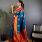 Sonakshi Women's Seagreen Banarasi Silk Zari Woven Traditional Saree with Blouse | Swadesiicart