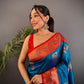 Sonakshi Women's Seagreen Banarasi Silk Zari Woven Traditional Saree with Blouse | Swadesiicart