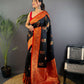 Sonakshi Women's Black Banarasi Silk Zari Woven Traditional Saree with Blouse | Swadesiicart
