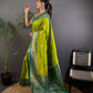 Sonakshi Women's Parrot Banarasi Silk Zari Woven Traditional Saree with Blouse | Swadesiicart