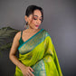 Sonakshi Women's Parrot Banarasi Silk Zari Woven Traditional Saree with Blouse | Swadesiicart