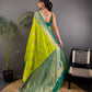 Sonakshi Women's Parrot Banarasi Silk Zari Woven Traditional Saree with Blouse | Swadesiicart