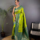 Sonakshi Women's Parrot Banarasi Silk Zari Woven Traditional Saree with Blouse | Swadesiicart