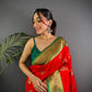 Sonakshi Women's Red Banarasi Silk Zari Woven Traditional Saree with Blouse | Swadesiicart