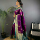 Sonakshi Women's Purple Banarasi Silk Zari Woven Traditional Saree with Blouse | Swadesiicart