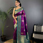 Sonakshi Women's Purple Banarasi Silk Zari Woven Traditional Saree with Blouse | Swadesiicart