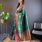 Sonakshi Women's Teal Banarasi Silk Zari Woven Traditional Saree with Blouse | Swadesiicart