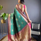 Sonakshi Women's Teal Banarasi Silk Zari Woven Traditional Saree with Blouse | Swadesiicart