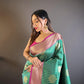 Sonakshi Women's Teal Banarasi Silk Zari Woven Traditional Saree with Blouse | Swadesiicart