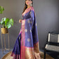 Sonakshi Women's Blue Banarasi Silk Zari Woven Traditional Saree with Blouse | Swadesiicart