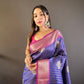 Sonakshi Women's Blue Banarasi Silk Zari Woven Traditional Saree with Blouse | Swadesiicart