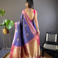 Sonakshi Women's Blue Banarasi Silk Zari Woven Traditional Saree with Blouse | Swadesiicart