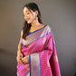 Sonakshi Women's Purple Banarasi Silk Zari Woven Traditional Saree with Blouse | Swadesiicart