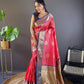 Sonakshi Women's Red Banarasi Silk Zari Woven Traditional Saree with Blouse | Swadesiicart