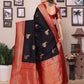 Sonakshi Women's Black Banarasi Silk Zari Woven Traditional Saree with Blouse | Swadesiicart