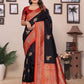 Sonakshi Women's Black Banarasi Silk Zari Woven Traditional Saree with Blouse | Swadesiicart