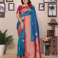 Sonakshi Women's Morepeach Banarasi Silk Zari Woven Traditional Saree with Blouse | Swadesiicart
