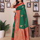 Sonakshi Women's Green Banarasi Silk Zari Woven Traditional Saree with Blouse | Swadesiicart