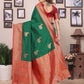 Sonakshi Women's Green Banarasi Silk Zari Woven Traditional Saree with Blouse | Swadesiicart