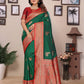 Sonakshi Women's Green Banarasi Silk Zari Woven Traditional Saree with Blouse | Swadesiicart