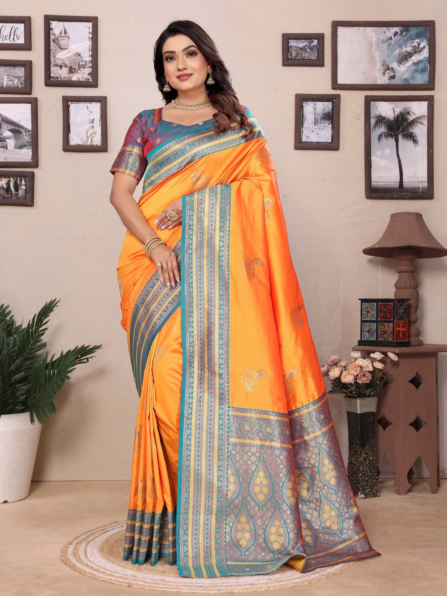 Sonakshi Women's Fenta Banarasi Silk Zari Woven Traditional Saree with Blouse | Swadesiicart