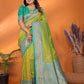 Sonakshi Women's Parrot Banarasi Silk Zari Woven Traditional Saree with Blouse | Swadesiicart
