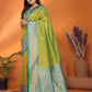 Sonakshi Women's Parrot Banarasi Silk Zari Woven Traditional Saree with Blouse | Swadesiicart