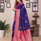 Sonakshi Women's Royal Blue Banarasi Silk Zari Woven Traditional Saree with Blouse | Swadesiicart