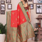 Sonakshi Women's Red Banarasi Silk Zari Woven Traditional Saree with Blouse | Swadesiicart