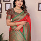 Sonakshi Women's Red Banarasi Silk Zari Woven Traditional Saree with Blouse | Swadesiicart