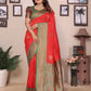 Sonakshi Women's Red Banarasi Silk Zari Woven Traditional Saree with Blouse | Swadesiicart