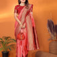 Sonakshi Women's Pink Banarasi Silk Zari Woven Traditional Saree with Blouse | Swadesiicart