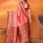 Sonakshi Women's Pink Banarasi Silk Zari Woven Traditional Saree with Blouse | Swadesiicart