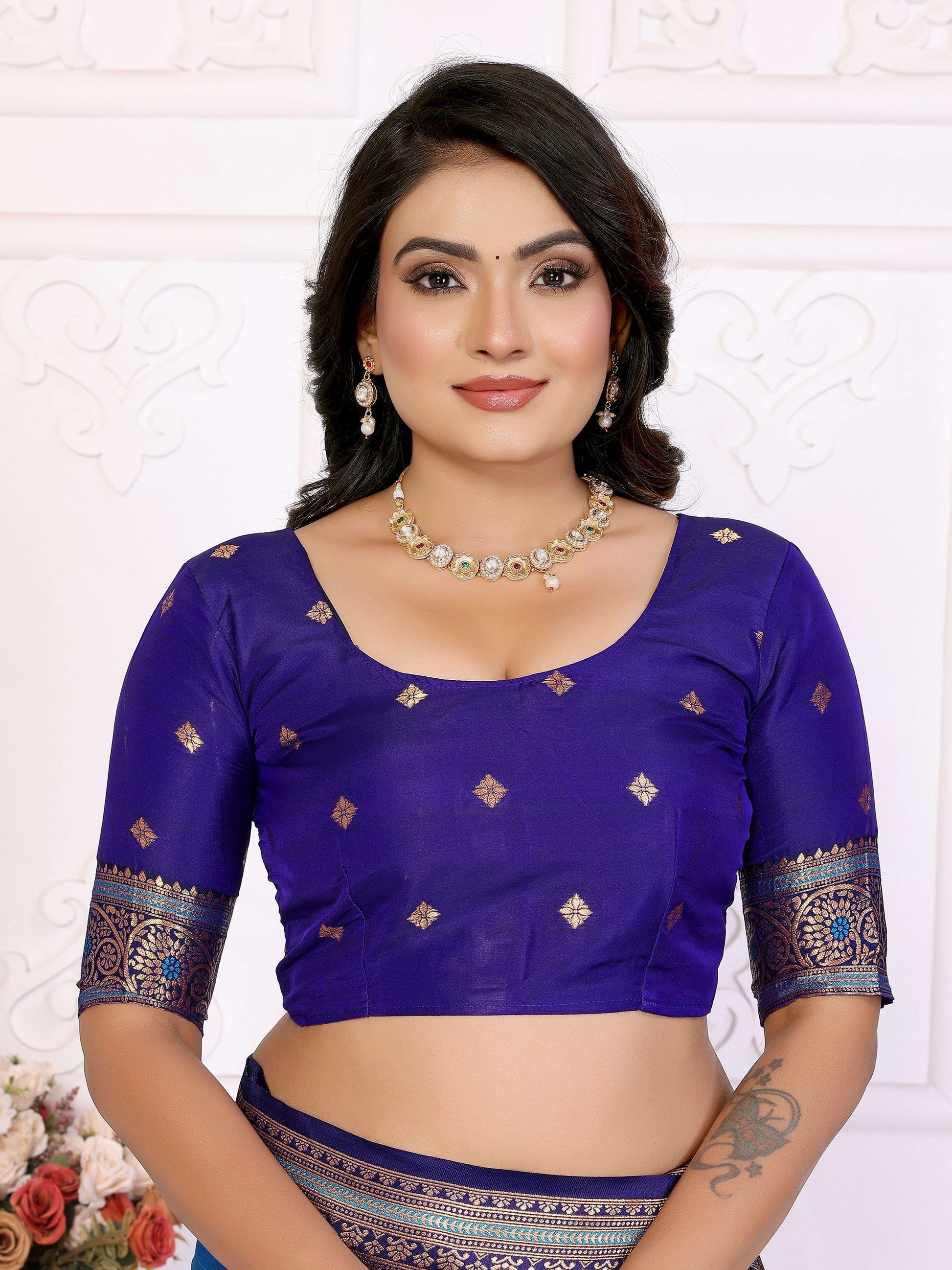 Sonakshi Women's Feroji Banarasi Silk Zari Woven Traditional Saree with Blouse | Swadesiicart