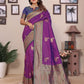 Sonakshi Women's Purple Banarasi Silk Zari Woven Traditional Saree with Blouse | Swadesiicart