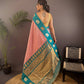 Sonakshi Women's Peach Banarasi Silk Zari Weaving Saree with Blouse | Swadesiicart