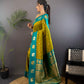 Sonakshi Women's Mehendi Banarasi Silk Zari Weaving Saree with Blouse | Swadesiicart