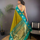 Sonakshi Women's Mehendi Banarasi Silk Zari Weaving Saree with Blouse | Swadesiicart