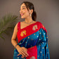 Sonakshi Women's Morepeach Banarasi Silk Zari Weaving Saree with Blouse | Swadesiicart