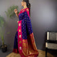 Sonakshi Women's Blue Banarasi Silk Zari Weaving Saree with Blouse | Swadesiicart