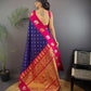 Sonakshi Women's Blue Banarasi Silk Zari Weaving Saree with Blouse | Swadesiicart