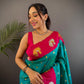 Sonakshi Women's Seagreen Banarasi Silk Zari Weaving Saree with Blouse | Swadesiicart