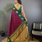 Sonakshi Women's Wine Banarasi Silk Zari Weaving Saree with Blouse | Swadesiicart