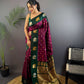 Sonakshi Women's Wine Banarasi Silk Zari Weaving Saree with Blouse | Swadesiicart