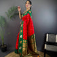 Sonakshi Women's Red Banarasi Silk Zari Weaving Saree with Blouse | Swadesiicart