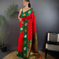 Sonakshi Women's Red Banarasi Silk Zari Weaving Saree with Blouse | Swadesiicart