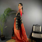 Sonakshi Women's Black Banarasi Silk Zari Weaving Saree with Blouse | Swadesiicart
