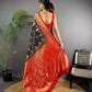 Sonakshi Women's Black Banarasi Silk Zari Weaving Saree with Blouse | Swadesiicart