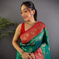 Sonakshi Women's Seagreen Banarasi Silk Zari Weaving Saree with Blouse | Swadesiicart