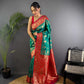Sonakshi Women's Seagreen Banarasi Silk Zari Weaving Saree with Blouse | Swadesiicart